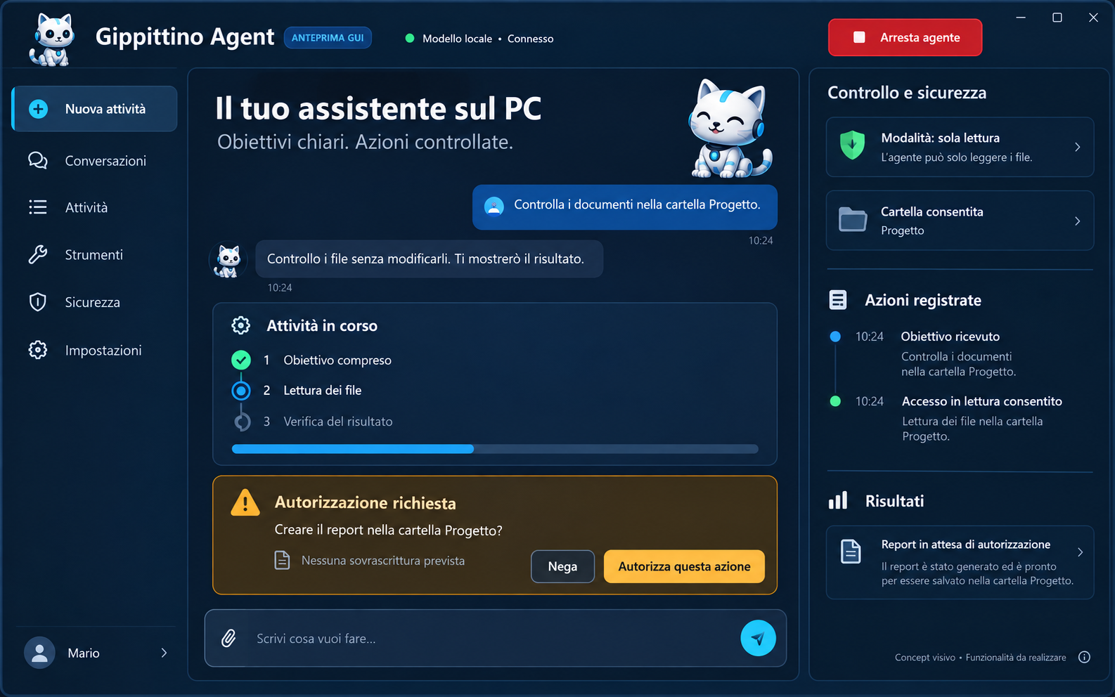 Concept GUI 2: Attività guidate da consenso