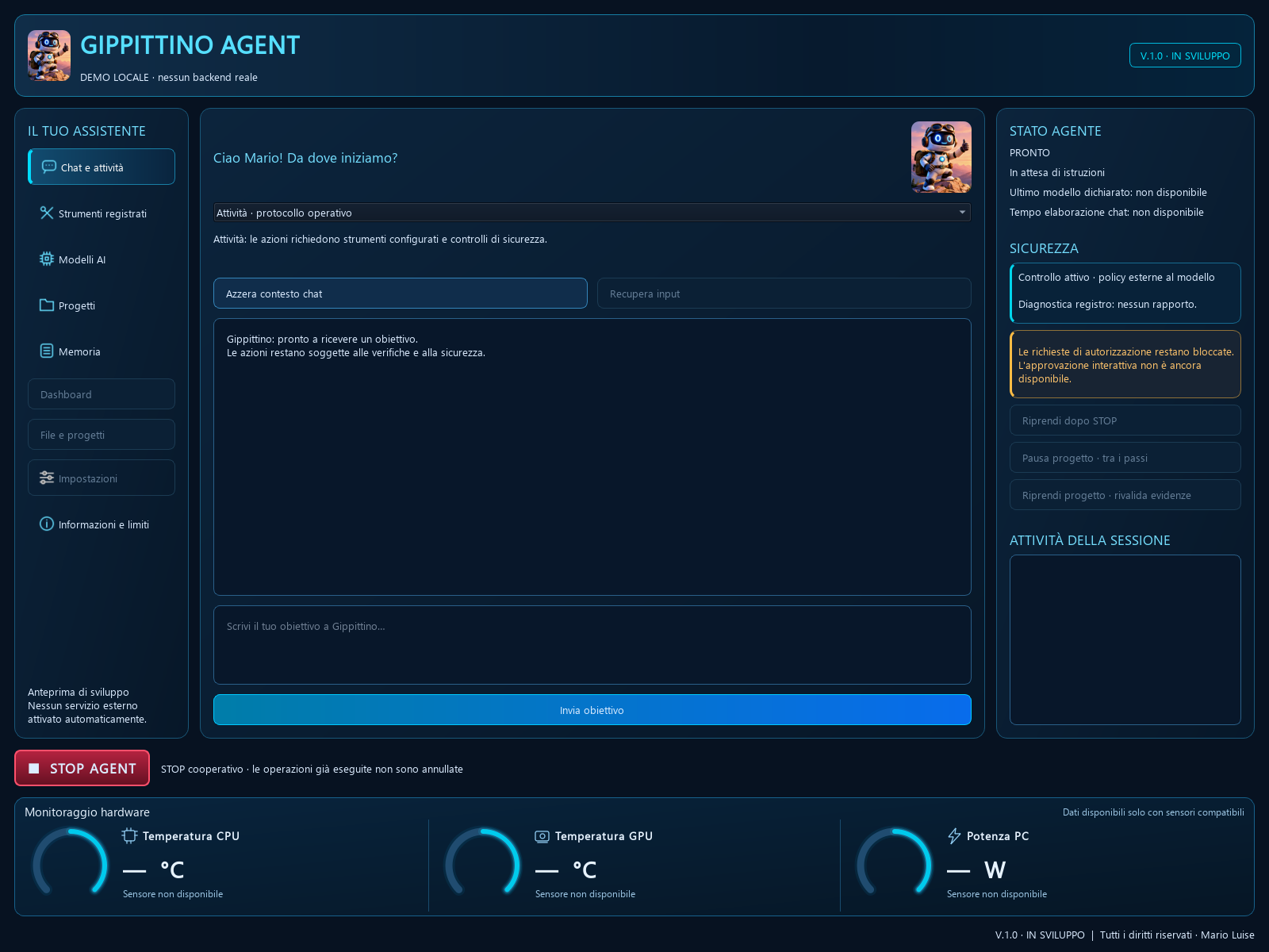 Concept GUI 5: Chat e monitoraggio